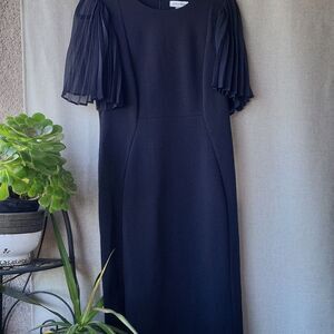 Calvin Klein Black Pleated Sleeve Dress. Size 10